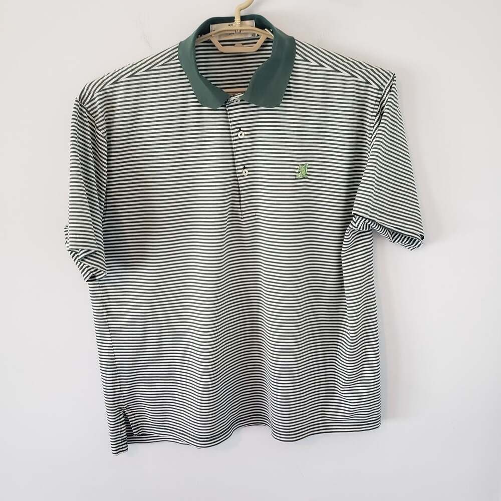 Fairway & Greene Polo White W/ Green Stripes Men’s M